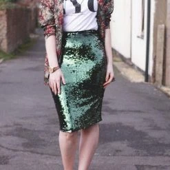 Levency New In Sequin Pencil Skirt