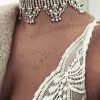 Levency Pearl Rhinestone Ribbon Choker New In