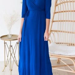 Levency New In Solid Wrap Maxi Dress