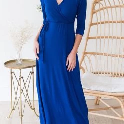 Levency New In Solid Wrap Maxi Dress