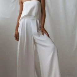 Levency New In Strapless Wide Leg Pants Set