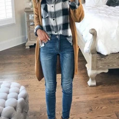 Levency New In Versatile Button Plaid Pockets Shirt