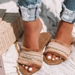 Levency New In Boho Tassels Flat Slipper