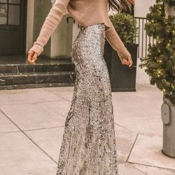 Levency Sequin Wide Flare Pants New In