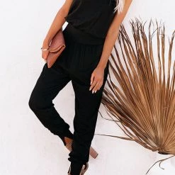 Levency New In Lace V Neck Pockets Jogger Jumpsuits