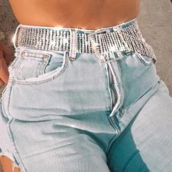 Levency Rhinestone Wide Belt New In