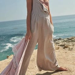 Levency Adjustable Straps Pockets Wide Leg Jumpsuits New In