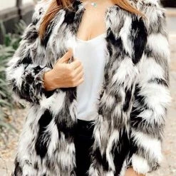 Levency Mix Color Faux Fur Coat