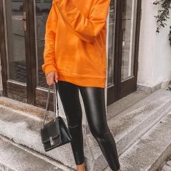 Levency New In Solid O Neck Long Sleeve Hoodie