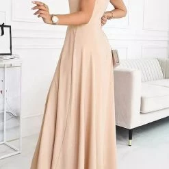 Levency Cut Out Neck High Slit Maxi Dress