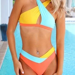 Levency Color Block Cross Bikini Set