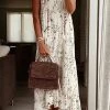 Levency New In Print V Neck Sleeveless Maxi Dresses