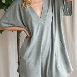 Levency Deep V Neck Solid Color Romper