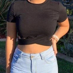 Levency New In Cross Short Sleeve Crop T Shirt