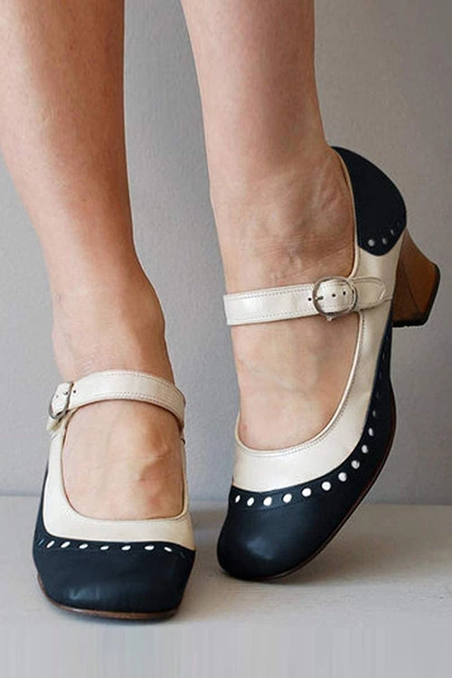 Levency Color Block Ankle Straps Mid Heels 5 Levency Color Block Ankle Straps Mid Heels