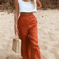 Levency Pockets Linen Loose Pants