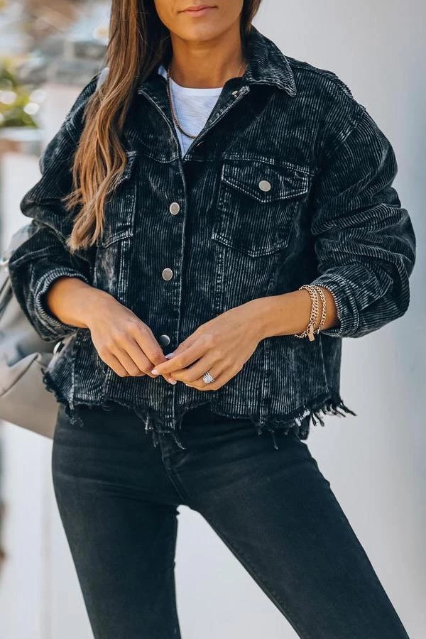 Levency Frayed Hem Cropped Corduroy Jacket New In 12 Levency Frayed Hem Cropped Corduroy Jacket New In