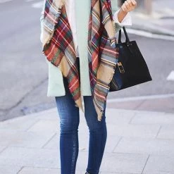 Levency New In Plaid Blanket Scarf