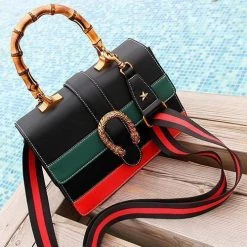 Levency Bamboo Joint Color Block Hand Bag New In