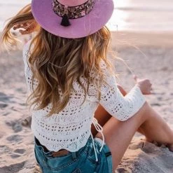 Levency Crochet Drawstring Cover Top