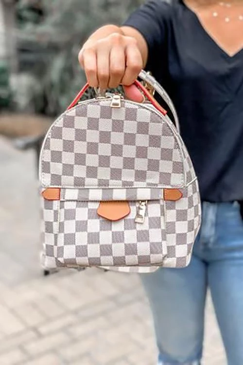 Levency Luxe Checkered Mini Backpack 5 Levency Luxe Checkered Mini Backpack