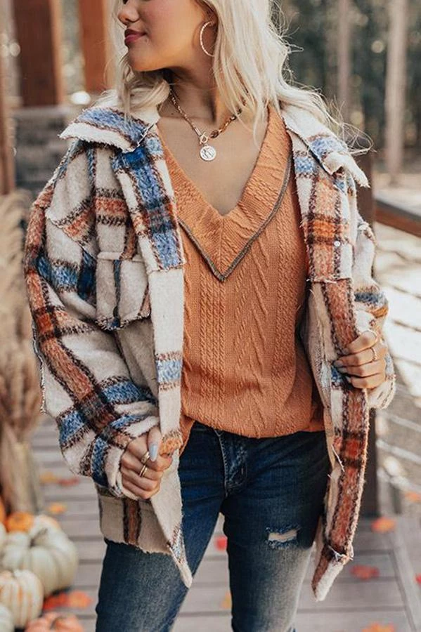 Levency New In Plaid Pockets Button Jackets 7 Levency New In Plaid Pockets Button Jackets