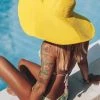 Levency Yellow Straw Wide Brim Hat