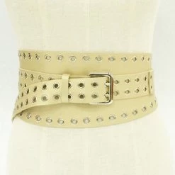 Levency New In Hollow Leather Wide Belt