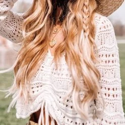 Levency Crochet Drawstring Cover Top