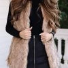 Levency Pockets Sleeveless Faux Fur Vest New In