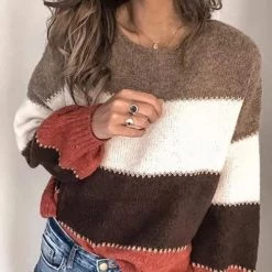 Levency Color Block Loose Sweater