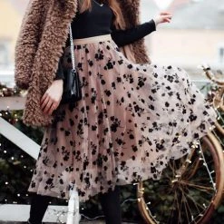 Levency Posy Layer Mesh Mid Skirts New In