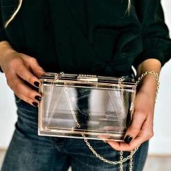 Levency Feather Clear Square Crossbody Bag