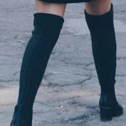 Levency Thick Cable Knit Over Knee Socks New In