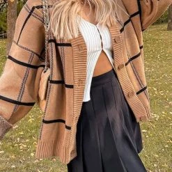 Levency Button Plaid Cardigan New In