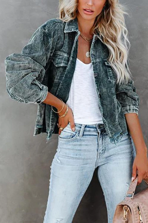 Levency Frayed Hem Cropped Corduroy Jacket New In 18 Levency Frayed Hem Cropped Corduroy Jacket New In