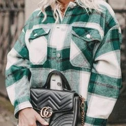 Levency Plaid Button Pockets Coat