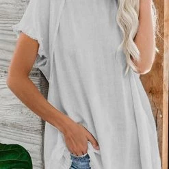 Levency New In Raw Edge O Neck Short Sleeve T Shirt