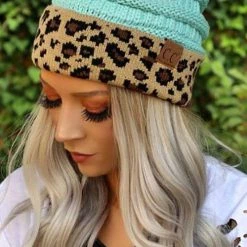 Levency New In Animal Print Messy Bun Beanie