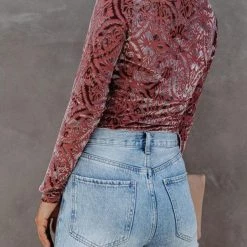 Levency New In Velvet Burnout Turtleneck Top