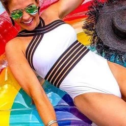 Levency Mesh Patchwork One Piece Swimwear New In