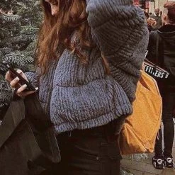 Levency Corduroy Stand Collar Puffer Coat