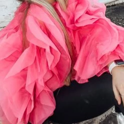 Levency Chiffon Flounced Long Sleeve Top New In