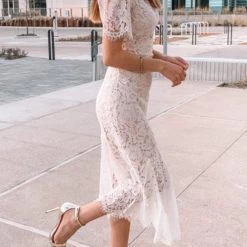 Levency New In Lace Short Sleeve Mermaid Dress