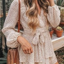 Levency Print V Neck Long Sleeve Romper New In
