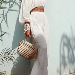 Levency Off Shoulder Ruched Crop Top Pants Sets