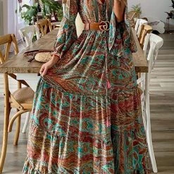 Levency Down The West Coast Bohemia Print Maxi Dress New In