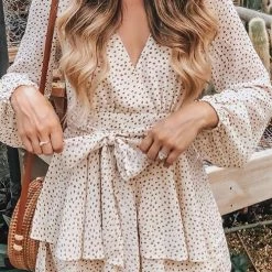 Levency Print V Neck Long Sleeve Romper New In