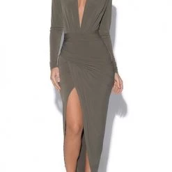 Levency V Neck Long Sleeve Dress