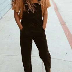 Levency New In Solid Pockets Denim Overall